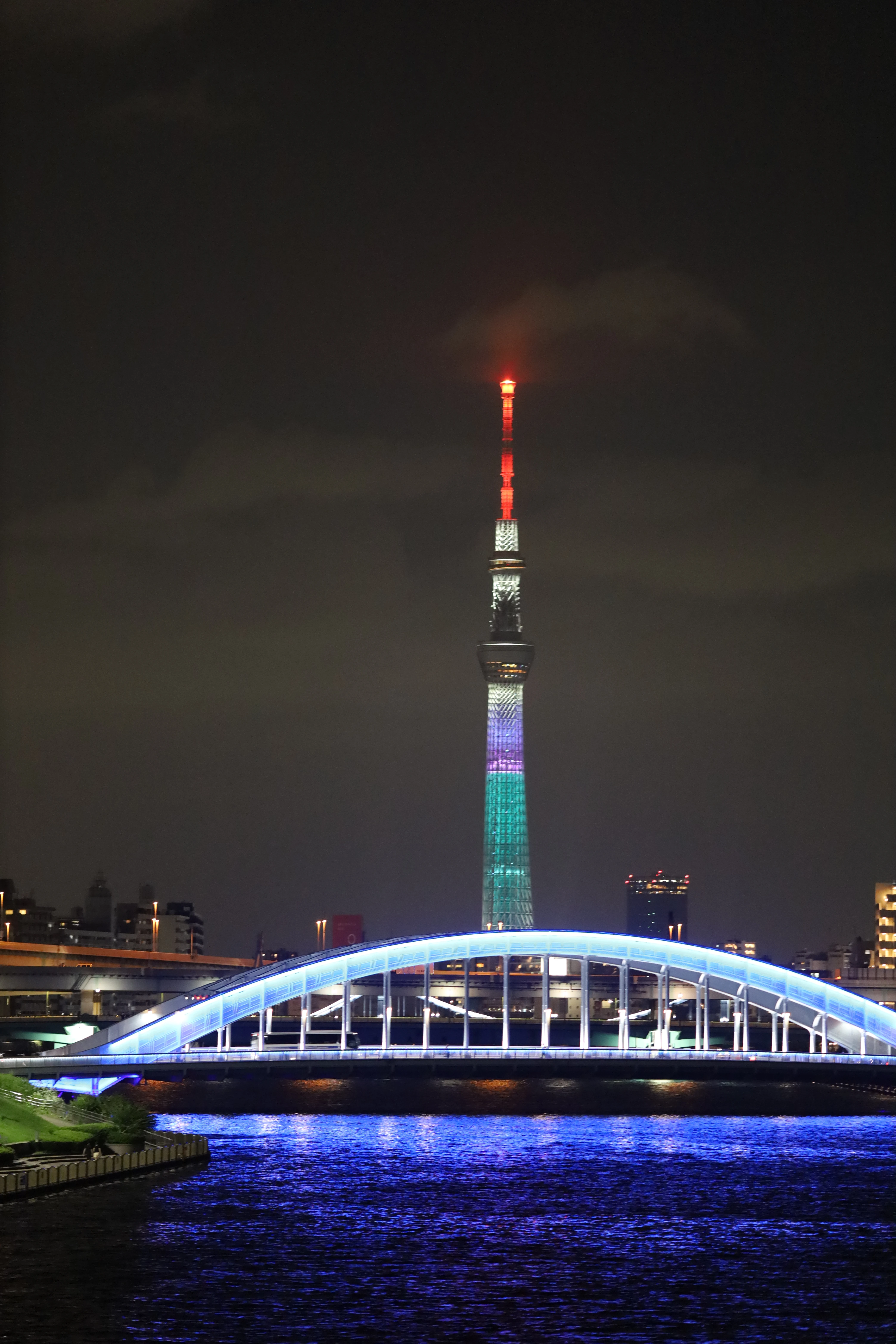 Lights reflected on the river
